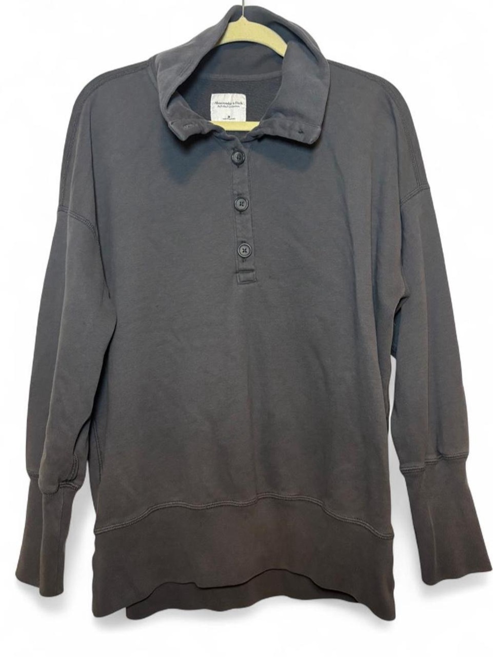 Abercrombie & Fitch Soft A&F Men’s Button-Up Collared Pullover Sweatshirt